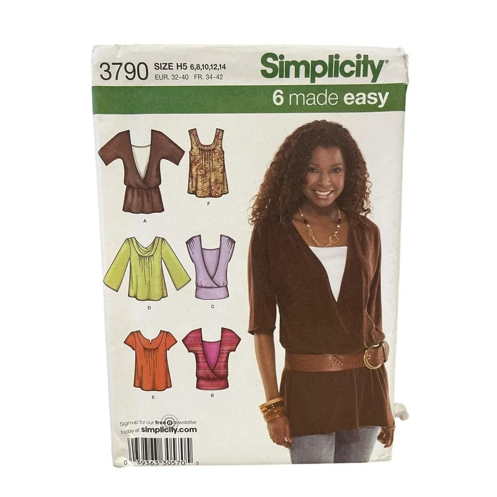 Simplicity 3790 Misses Wrap Tops Size 6-14 Sewing‎ Pattern